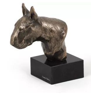 Bull Terrier, Bullterrier II - Hundestatue, Büste auf Steinsockel, Skulptur, Trophäe für Hundeausstellung der Marke Art-Dog