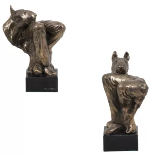 Bull Terrier, Bully III - Dog statue, bust on stone base, sculpture, trophy for dog show by Art-Dog brand