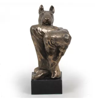 Bull Terrier, Bully III - Dog statue, bust on stone base, sculpture, trophy for dog show by Art-Dog brand
