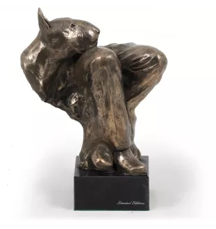 Bull Terrier III - Statue de chien, buste sur socle en pierre, sculpture, trophée pour exposition canine par la marque Art-Dog