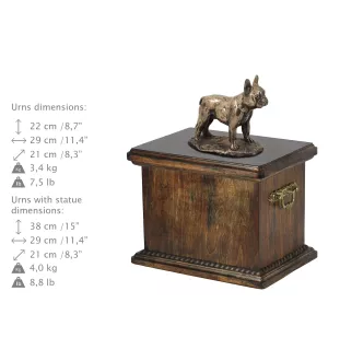 French Bulldog, Frenchie - urn for the ashes of a dog, urn with a statuette, elegant urn in the classic style of the Art-Dog brand