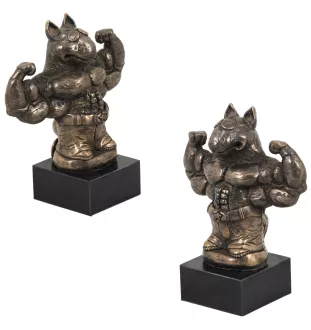 Bull Terrier, Bully IV - Dog statue, bust on stone base, sculpture, trophy for dog show by Art-Dog brand