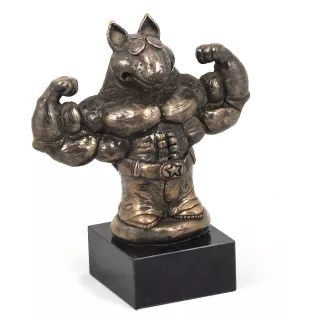 Bull Terrier, Bully IV - Dog statue, bust on stone base, sculpture, trophy for dog show by Art-Dog brand