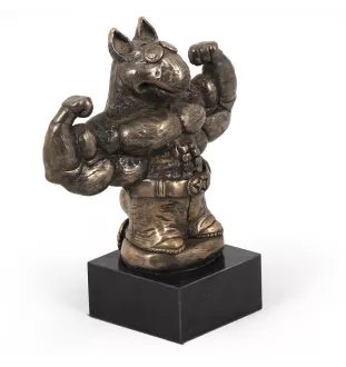 Bull Terrier IV - Statue de chien, buste sur socle en pierre, sculpture, trophée pour exposition canine par la marque Art-Dog