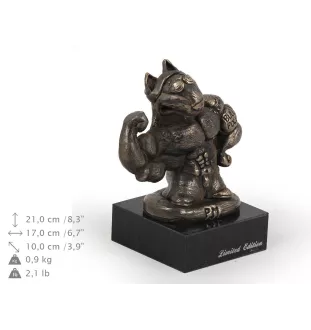 Bull Terrier, Bullterrier V - Hundestatue, Büste auf Steinsockel, Skulptur, Trophäe für Hundeausstellung der Marke Art-Dog