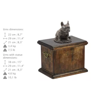 French Bulldog, Frenchie II - urn for the ashes of a dog, urn with a statuette, elegant urn in the classic style of the Art-Dog brand