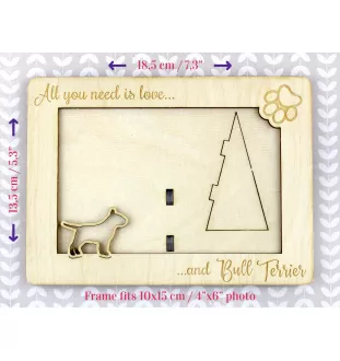 Bull Terrier, Bully - Photo frame, engraved wooden frame, a lovely gadget for the dog lover by Art-Dog