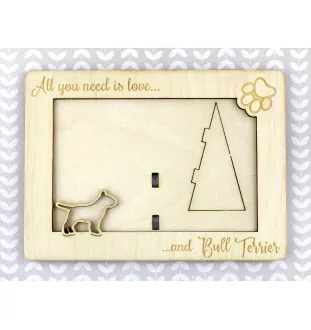 Bull Terrier - Cadre photo, cadre en bois gravé, un joli gadget pour l'amoureux des chiens par Art-Dog