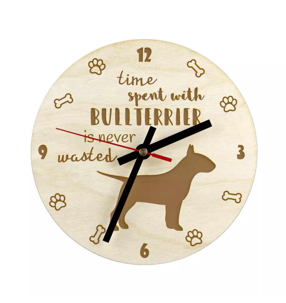 Bull Terrier, Bully - clock with dog, wooden clock with engraving, personalised clock by Art-Dog