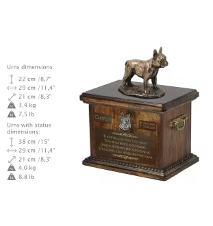 French Bulldog, Frenchie - urn for dog ashes, urn with a statuette, personalized urn for dog ashes by Art-Dog brand