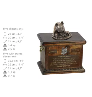 French Bulldog, Frenchie II - urn for dog ashes, urn with a statuette, personalized urn for dog ashes by Art-Dog brand