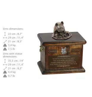 Französische Bulldogge III - Eine Urne für die Asche eines Hundes, eine Urne mit einer Statue, eine personalisierte Hundeurne von der Marke Art-Dog.