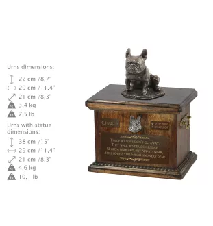 French Bulldog, Frenchie IV - urn for dog ashes, urn with a statuette, personalized urn for dog ashes by Art-Dog brand