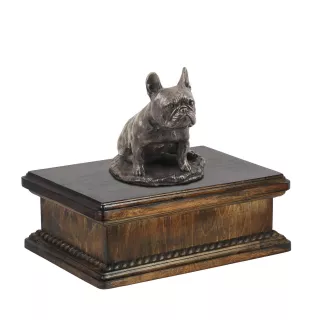 French Bulldog, Frenchie II - urn for dog ashes, classic urn with a statuette, elegant urn with a dog by Art-Dog brand