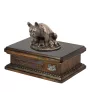 French Bulldog, Frenchie II - urn for dog ashes, personalized urn with a statue, wooden urn with a dog by Art-Dog brand