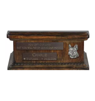 Bouledogue français III - urne pour cendres de chien, urne personnalisée avec une statuette, urne en bois avec un chien de la marque Art-Dog
