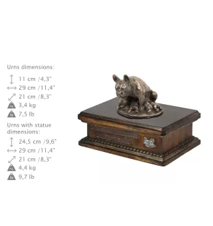 Französische Bulldogge III urne in Hundeasche, personalisierte Urne mit Statue, Holzurne mit Hund von Art-Dog