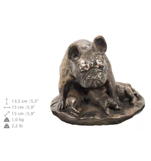 Französische Bulldogge III urne in Hundeasche, personalisierte Urne mit Statue, Holzurne mit Hund von Art-Dog