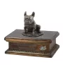 French Bulldog, Frenchie IV - urn for dog ashes, personalized urn with a statue, wooden urn with a dog by Art-Dog brand