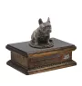 Bouledogue français IV - urne pour cendres de chien, urne personnalisée avec une statuette, urne en bois avec un chien de la marque Art-Dog