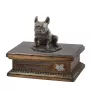 Französische Bulldogge V urne in Hundeasche, personalisierte Urne mit Statue, Holzurne mit Hund von Art-Dog
