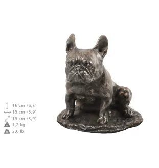 Buldog francuski V drewniana urna niska z podobizną Art-Dog