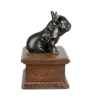 Buldog francuski niska urna z siedzącą figurką z żywicy Art-Dog