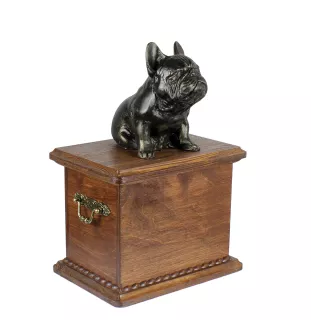 Französische Bulldogge - Hund Ascheurne, Holzurne mit Hundesilhouette, klassische Hund Ascheurne von der Marke Art-Dog
