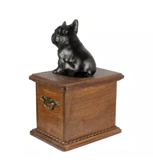 French Bulldog, Frenchie - urn for dog ashes, wooden urn with a dog silhouette, classic urn for dog ashes by Art-Dog brand