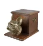 French Bulldog, Frenchie - large urn for dog ashes, wooden urn with dog head, box for dog ashes by Art-Dog brand