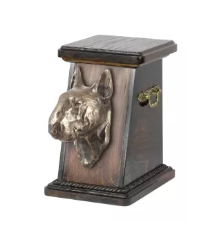 Bull Terrier, Bully I - urn for dog ashes, elegant urn with a statue, commemorative urn with a bust of a dog by Art-Dog brand