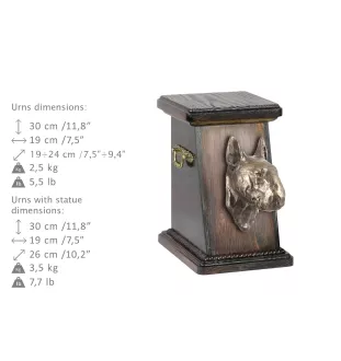Bull Terrier, Bully - urn for dog ashes, elegant urn with a statue, commemorative urn with a bust of a dog by Art-Dog brand
