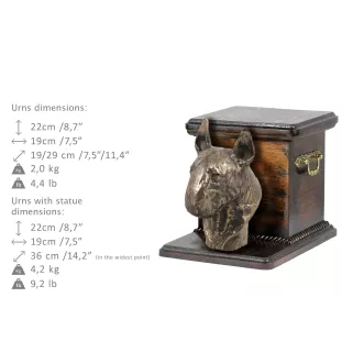 Bull Terrier, Bully IV - urn for dog ashes with a statuette, elegant urn for a dog, unique urn with a bust of a dog by Art-Dog brand