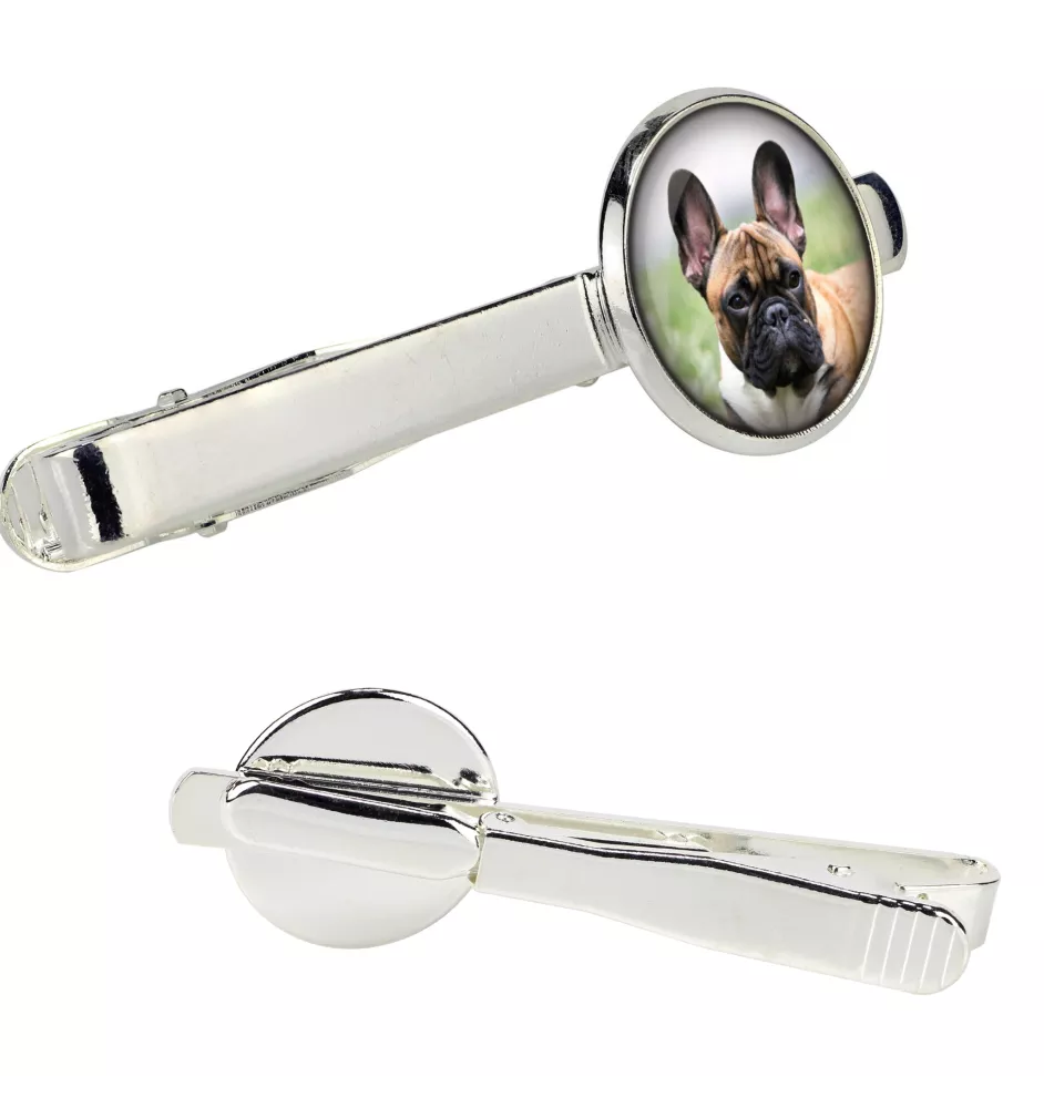 Bouledogue français - pince à cravate dans une boîte, cravate élégante, bijoux personnalisés de la marque Art-Dog