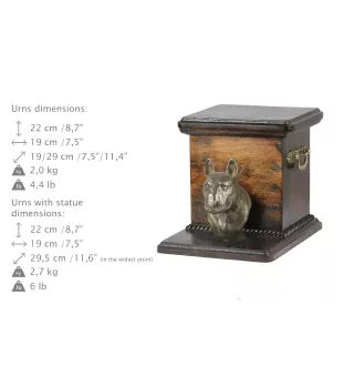 Bull Terrier - urne pour les cendres d'un chien avec une statuette, une urne élégante pour chien, une urne exceptionnelle avec un buste de chien de la marque Art-Dog