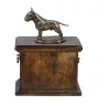 Bull Terrier, Bullterrier eine Urne für die Asche des Hundes, eine Urne mit einer Statue, eine elegante Urne im klassischen Stil der Marke Art-Dog