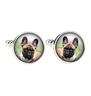 Französische Bulldogge Ärmelknöpfe und Krawatte mit Ihrem Foto, Anzugaccessoire, Herrenschmuck der Marke Art-Dog