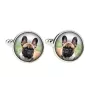 Französische Bulldogge Ärmelknöpfe und Krawatte mit Ihrem Foto, Anzugaccessoire, Herrenschmuck der Marke Art-Dog