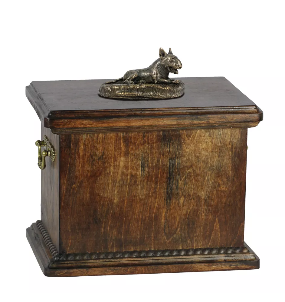 Bull Terrier, Bully II - urn for the ashes of a dog, urn with a statuette, elegant urn in the classic style of the Art-Dog brand
