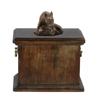 Bulterier urna ze statuetką drewniana Art-Dog