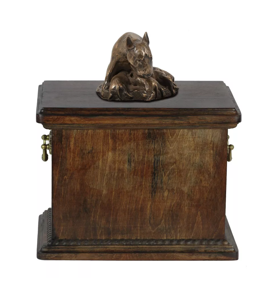 Bulterier urna ze statuetką drewniana Art-Dog