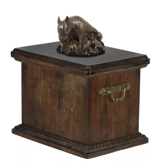 Bull Terrier, Bully III - urn for the ashes of a dog, urn with a statuette, elegant urn in the classic style of the Art-Dog brand