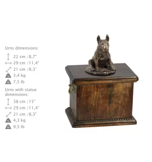 Bull Terrier, Bully IV - urn for the ashes of a dog, urn with a statuette, elegant urn in the classic style of the Art-Dog brand