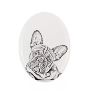 Bouledogue français - une plaque commémorative avec une photo de chien, une plaque funéraire avec une impression, une plaque ovale personnalisée de la marque Art-Dog