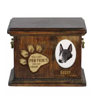 Bull Terrier, Bullterrier Personalisierte Hundeurne mit Gravur, Erinnerungsbox für Hundeknochen von der Marke Art-Dog