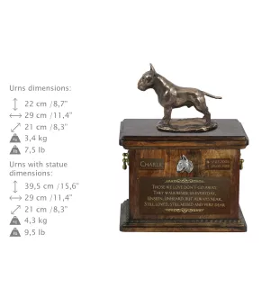 Bull Terrier, Bully - urn for dog ashes, urn with a statuette, personalized urn for dog ashes by Art-Dog brand
