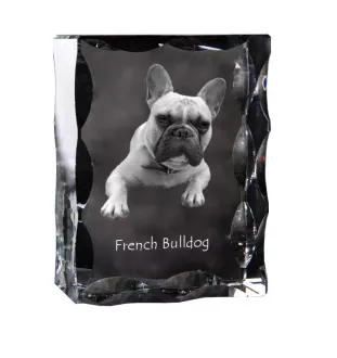 French Bulldog, Frenchie - crystal with a picture of a dog, glass statuette with a picture, unique frame with a picture from Art-Dog brand