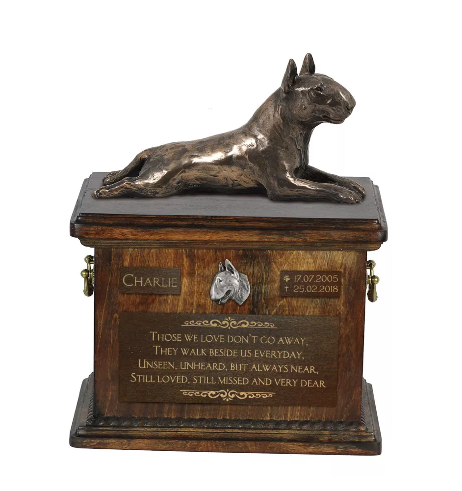 Bull Terrier III - urne pour les cendres de chien, urne avec une statuette, urne personnalisée pour les cendres de chien de la marque Art-Dog