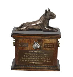 Bull Terrier IV - urne pour les cendres de chien, urne avec une statuette, urne personnalisée pour les cendres de chien de la marque Art-Dog