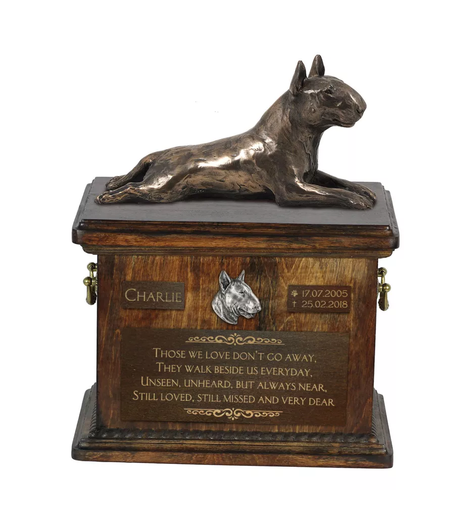 Bull Terrier IV - urne pour les cendres de chien, urne avec une statuette, urne personnalisée pour les cendres de chien de la marque Art-Dog